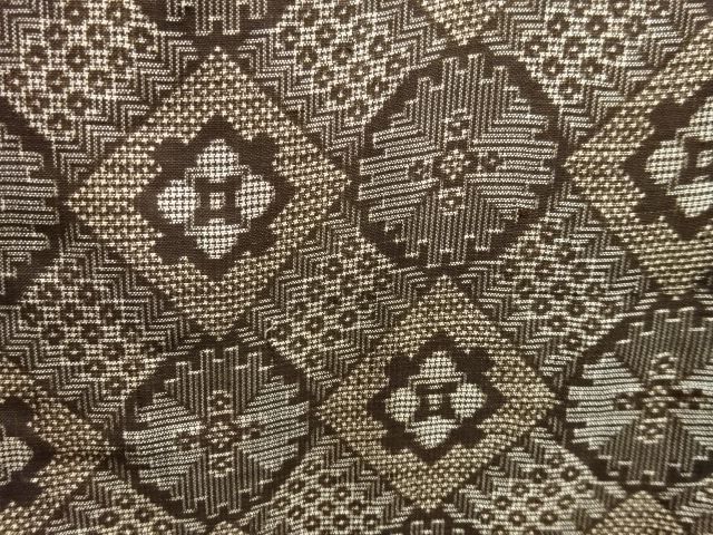 JAPANESE KIMONO / ANTIQUE KIMONO / SILK / DORO OSHIMA TSUMUGI / WOVEN DIAGONAL GRID